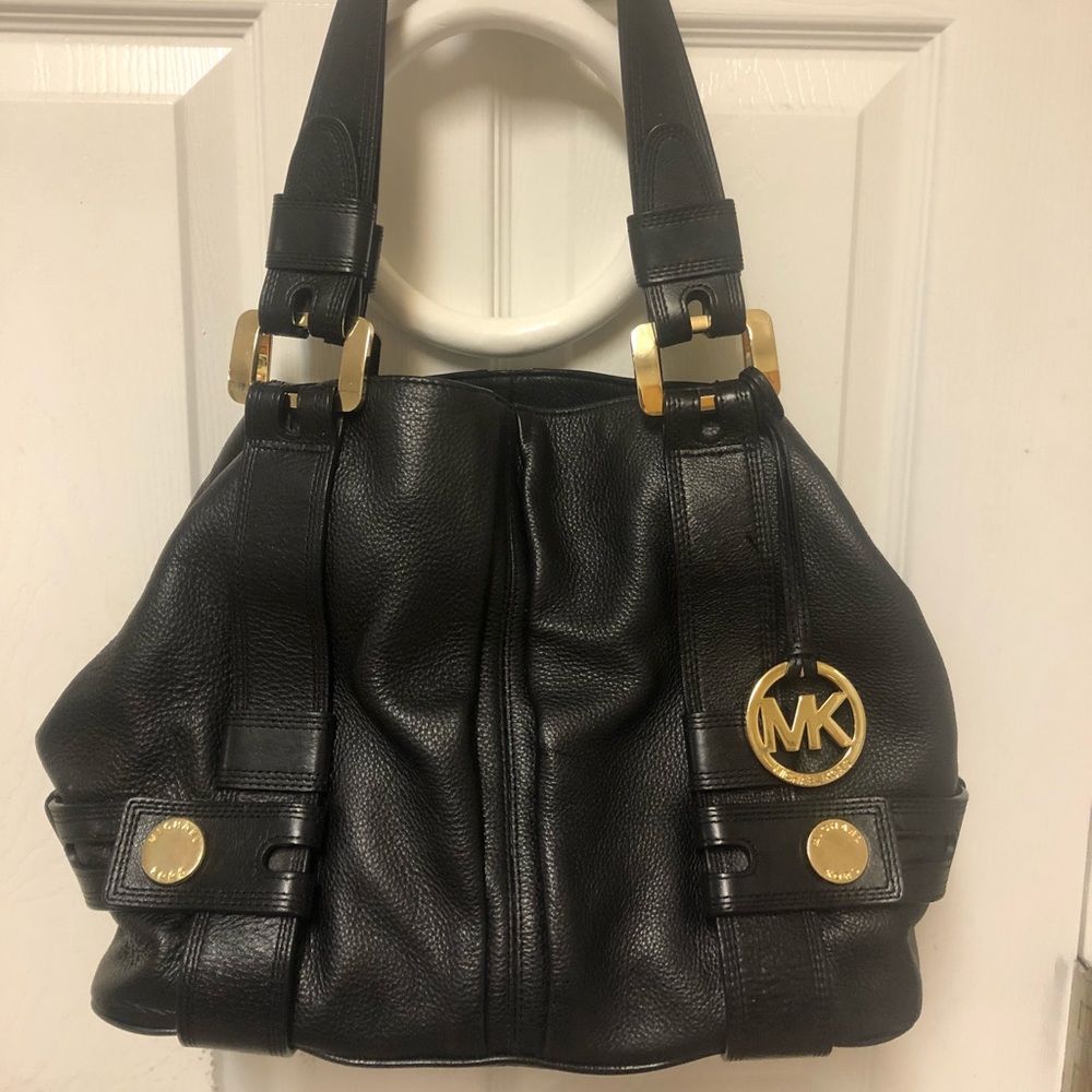 Authentic Michael Kors Large Black Leather Handbag